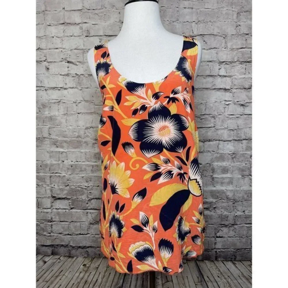 J Crew A7488‎ Hibiscus Floral Twist Back Top
